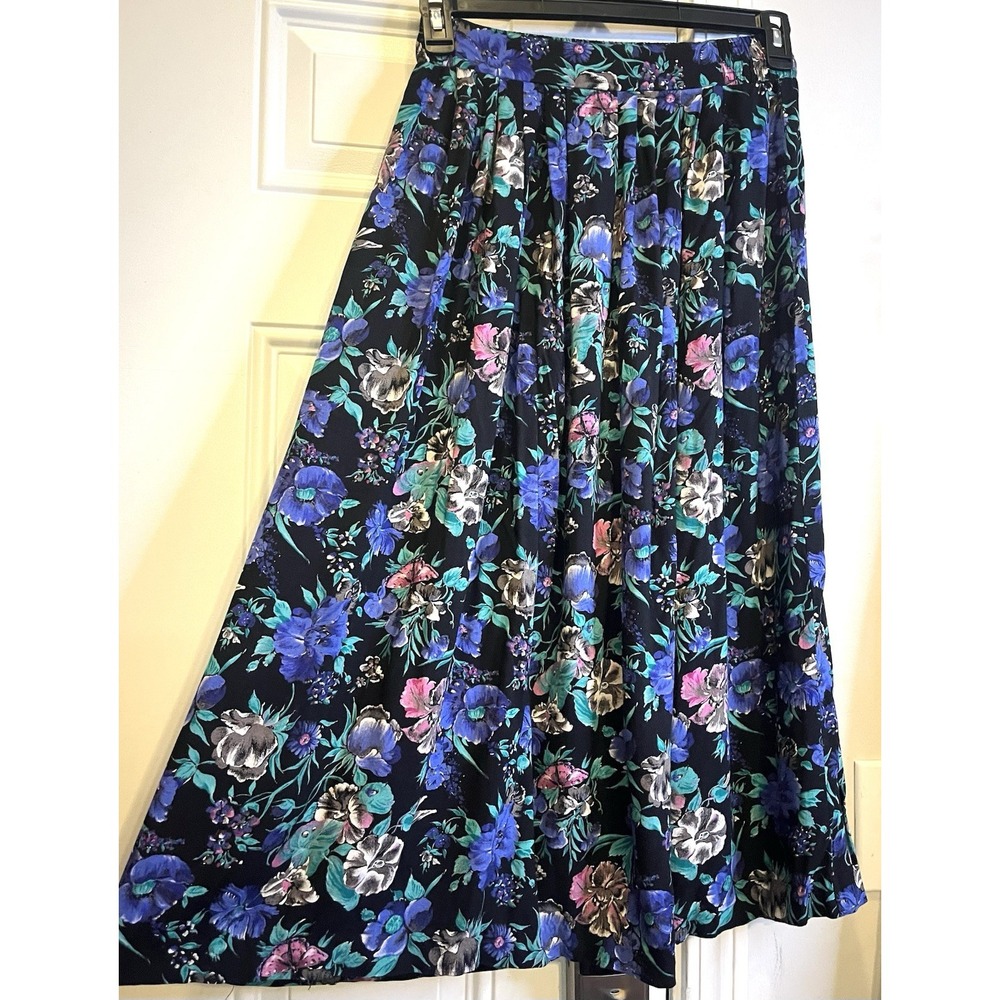 VTG 90s Whimsigoth Leslie Fay Butterfly Floral Midi Skirt Size S Coquette Fairy